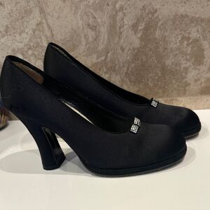 Sonia Rykiel Black silk Heels with crystal Accents